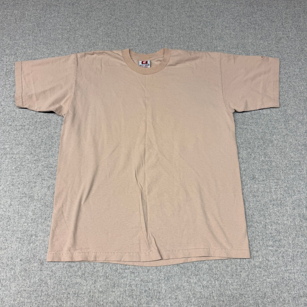 Bay Side T-Shirt Size XL Tan Heavy Weight Cotton Made in USA Short Sleeve Tee